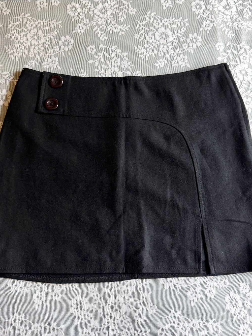 Studio Y Black Mini Skirt with Side Button Detail
